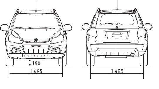 Размеры Suzuki SX4 Classic